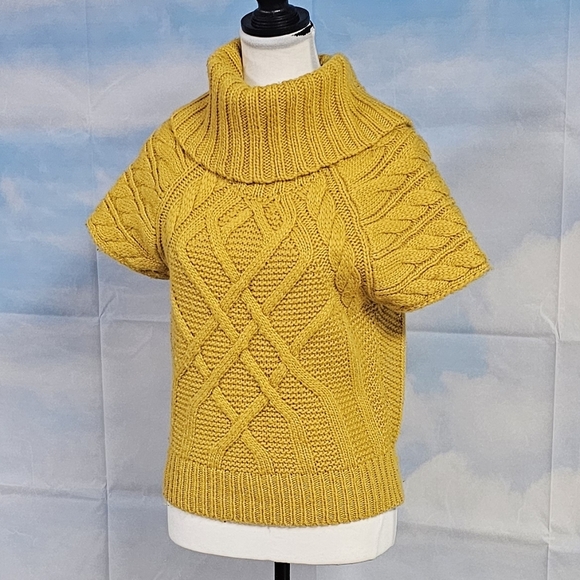 LOFT | WOOL BLEND SHORT SLEEVE FUNNEL NECK SWEATER KNIT TOP - Picture 7 of 16